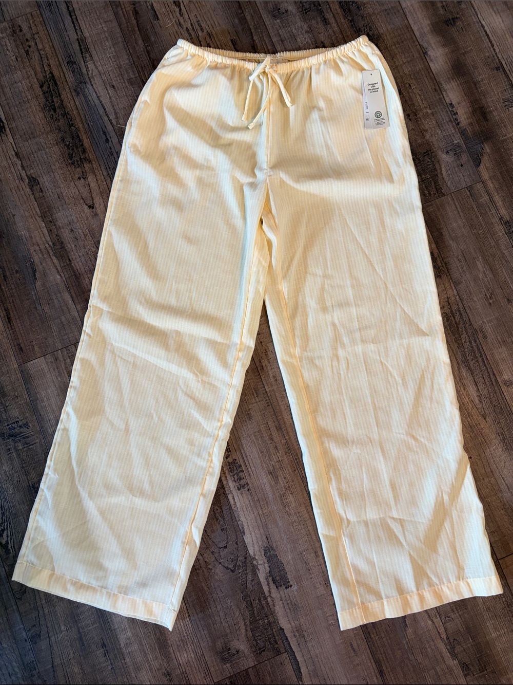No Boundaries yellow striped Drawstring Wide-Leg women’s beach Pants